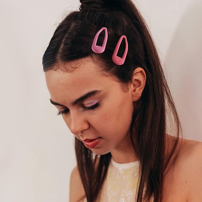 Small Hair Barrettes For Women No Slip Metal Snap Clips For Thin And Fine Hair,Matte Multiple Pink,20 PCS,1.97 x 0.5 Inch.