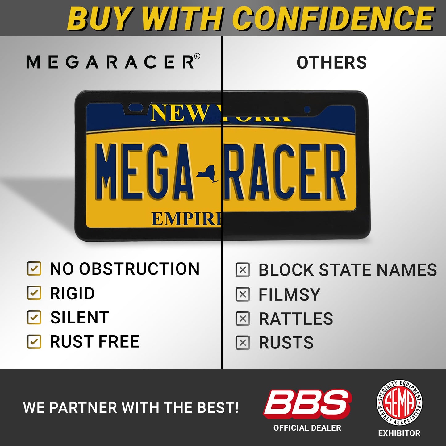 Premium Slim Matte Black License Plate Frames – Best Value 4 Pack, Rust-Free Stainless Steel & Rattle-Free, Street Legal, Universal with Screw Caps, Thin Edged Metal Front & Rear Car Tag Holders
