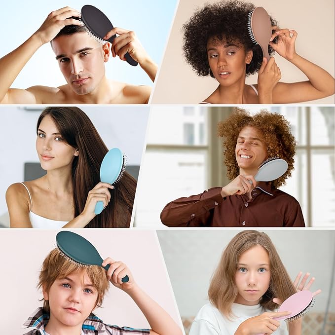 Boar Bristles Hair Brush for Women and Men, Detangling Hair Brush for Smoothing Massage Add Shine, Nylon&Boar Bristles Detangler brush for Hair Healthy (1 Pack-Grey)