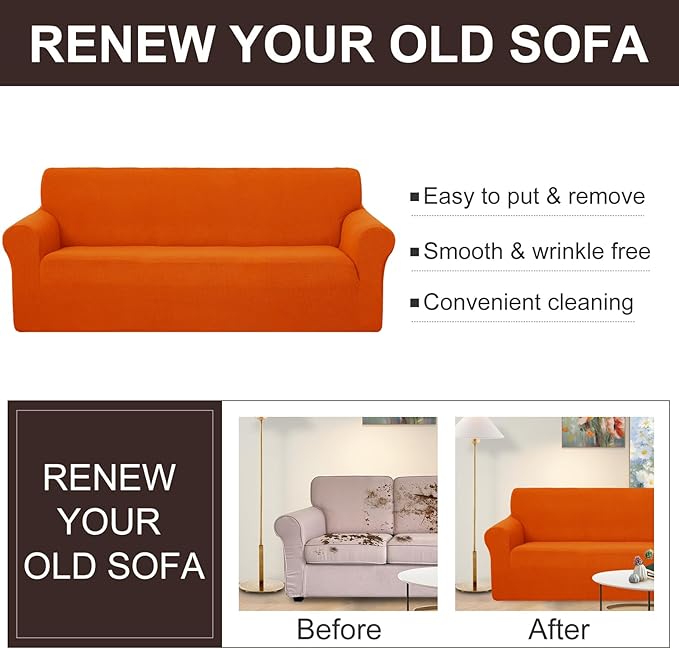 U-NICE HOME Recliner Chair Covers Stretch Couch Cover Sofa Cover Sofa Slipcover Furniture Protector for Chair Cover Pet Friendly(Armchair, Orange)