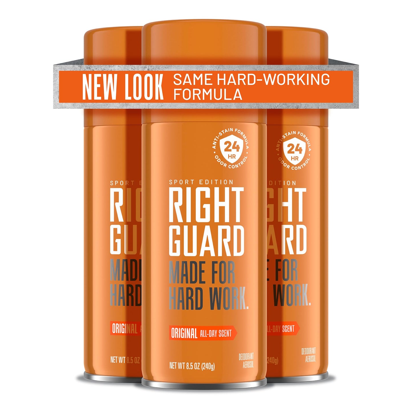 Right Guard Sport Original Scent Deodorant Spray - Aluminum Free Spray Deodorant for Men, 24-Hour Odor Protection, Anti-Stain, & Long-Lasting, 8.5 oz (3 Pack)