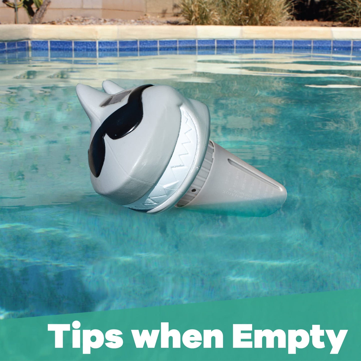 GAME Solar Light-Up Floating Pool Chlorine Dispenser – Shark Design, Adjustable Control Ring, Holds Up to 3 x 3” Chlorine Tablets, for Above-Ground & In-Ground Pools