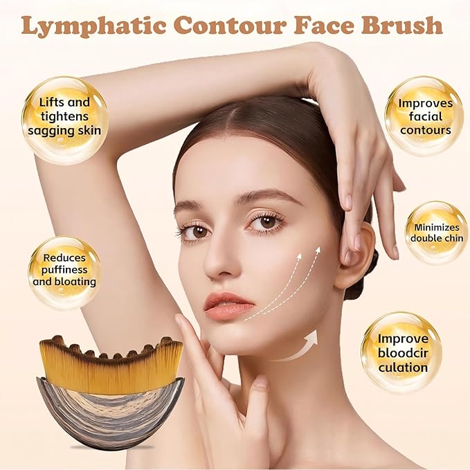 1Pcs Lymphatic Contour Face Brush, Lymphatic Drainage Massager, Ergonomic Face Beauty Tool，Designed to Fit The Skin Precisely and Relieve Fatigue for All Skin Types