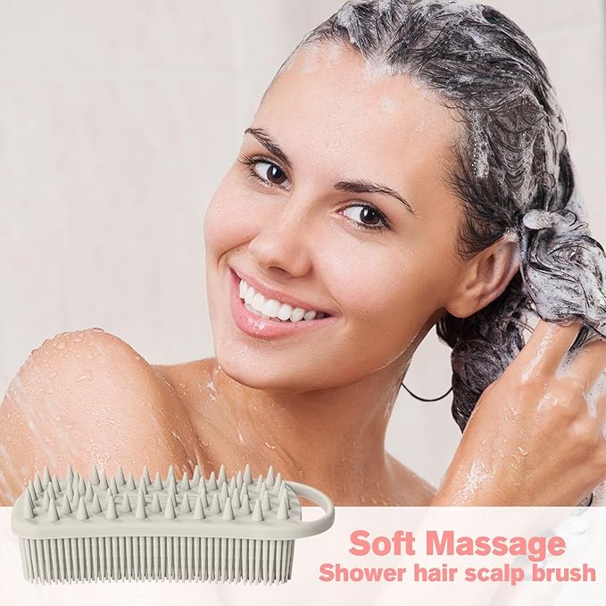 2PCS Silicone Body Scrubber, Loofah for Women, Gentle Exfoliating Shower Cleaner Bath Brush, Rubber Body Wash Deep Cleaning & Exfoliator & Massage, Travel-Friendly for Bathroom