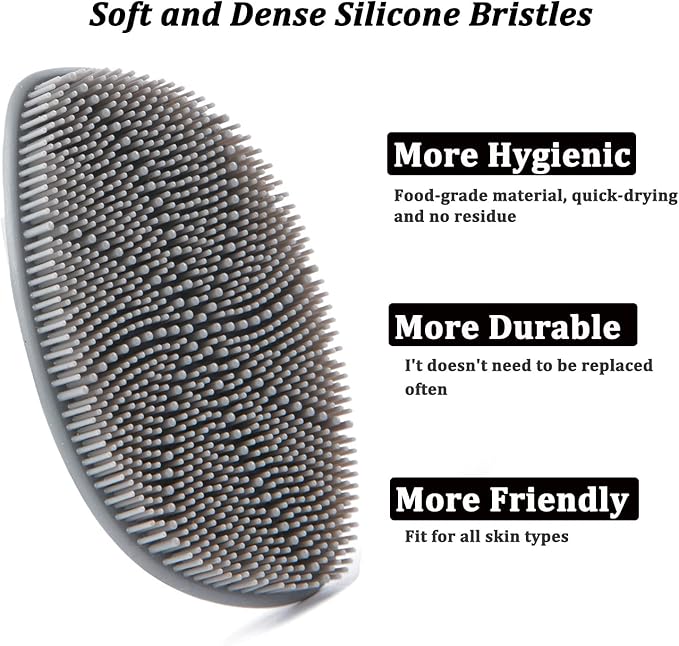 Silicone Face Scrubber for Men,Facial Cleansing Brush Face Wash Brush Manual Skin Care Face Brushes for Cleansing and Exfoliating Removes Dead & Dry Skin (Gray)
