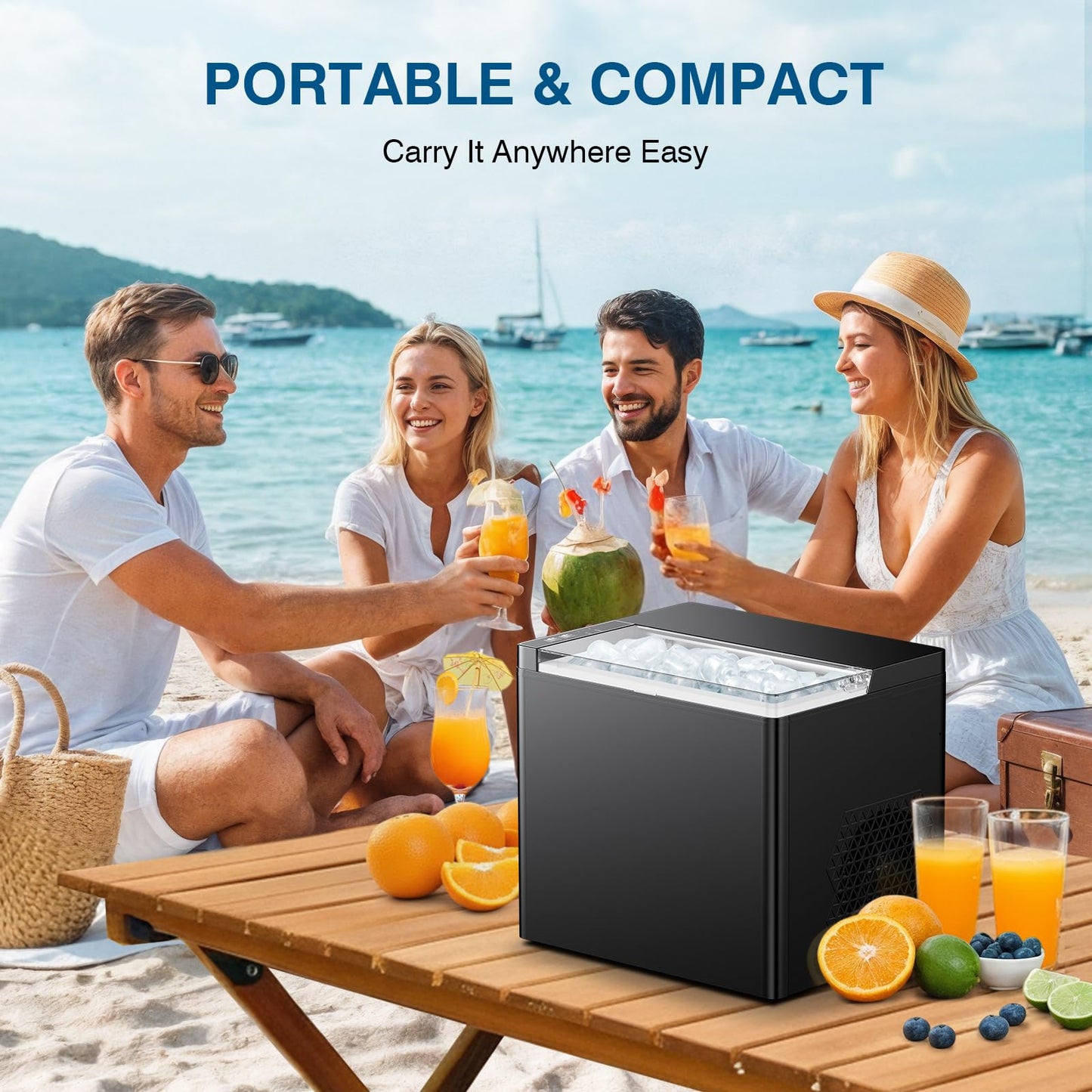 Ice Makers Countertop, 9 Ice Cubes in 6 Mins Portable Ice Maker, 2 Sizes of Bullet Ice (S/L) Small Ice Machine for Home Kitchen Camping (Raven)