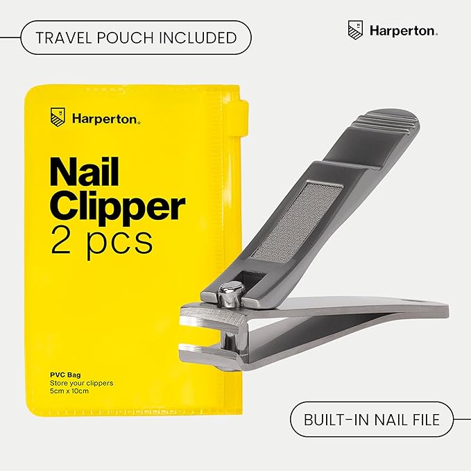 Ultra Sharp Nail Clippers Set - 2 Pack Stainless Steel Fingernail & Toenail Trimmers with Built-in Nail File for Women & Seniors (Silver)