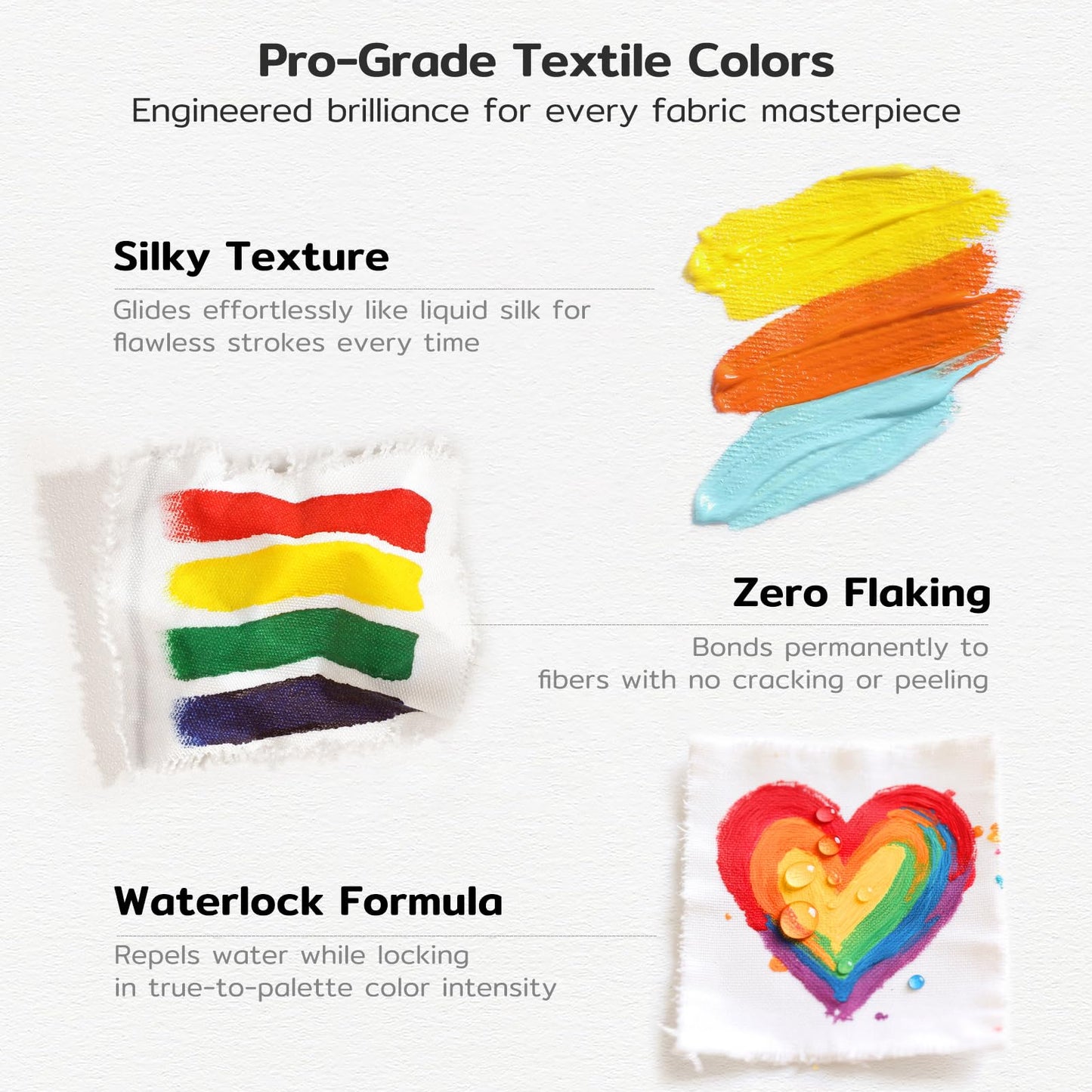 TMOL Fabric Paint Set - Permanent & Washer Safe, 18 Vibrant Colors, in Bottles (60ml/2oz), Non-Toxic Certified Fabric Paint with Brushes & Stencils, Textile Paint for Clothes, DIY Projects & Art