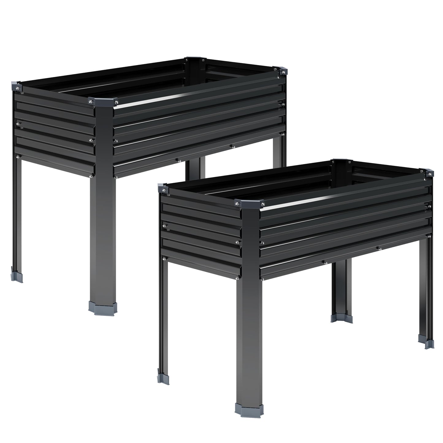 DIIYIV 2PCS Galvanized Raised Garden Bed with Legs,2PCS 48Ã18Ã30in Elevated Planter Box for Backyard,Garden, Patio, Balcony, 300lb Capacity,Planters for Outdoor Plants,Black