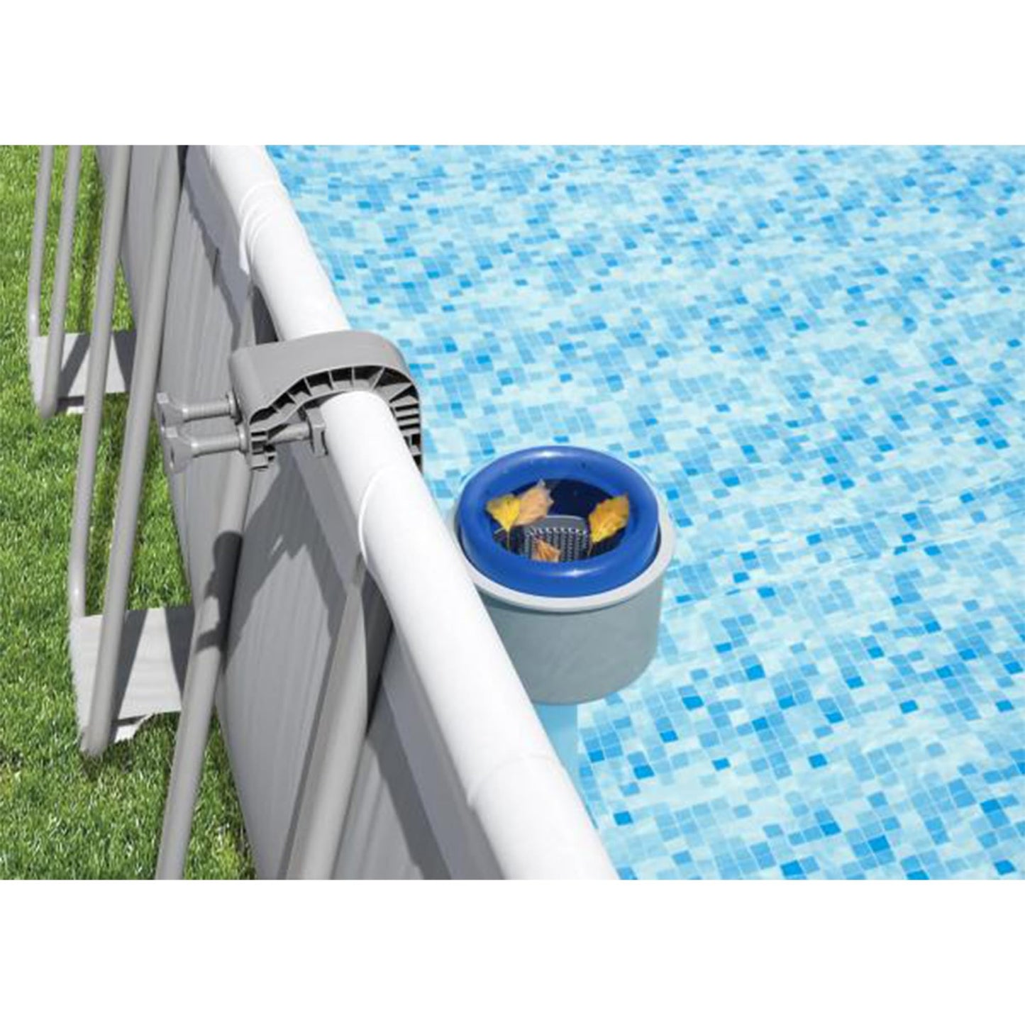 Bestway Flowclear Pool Wall Mounted Automatic Pool Surface Skimmer for Above Ground Pools with 530 Gallon and Above Filter Pumps, White/Blue