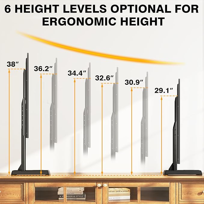 Universal TV Legs, Table Top TV Stand Base with Height Adjustable for Most 37 to 86 Inch TVs, Wobble-Free Replacement with Cable Management, Holds up to 150lbs, Max VESA 800x600mm, Black (Black)