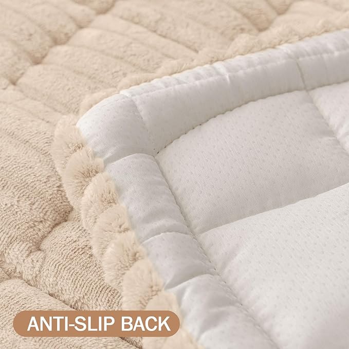 Smiry Couch Cover for Dogs Washable, Non Slip Fuzzy Pet Couch Covers for 3 Cushion Sofa Pet Friendly, Thick Soft Sofa Slipcovers Cushion Protector (Apricot, 27.6" x 59")