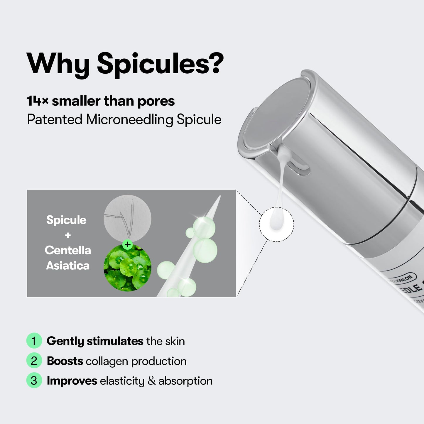 VT COSMETICS CICA Reedle Shot 50, Spicule Microneedling Serum for Pore Care & Exfoliation, Exosome, Centella Asiatica for Glass Skin, Smooth Texture, Korean Liquid Skin Booster (1.69 Fl Oz / 50ml)