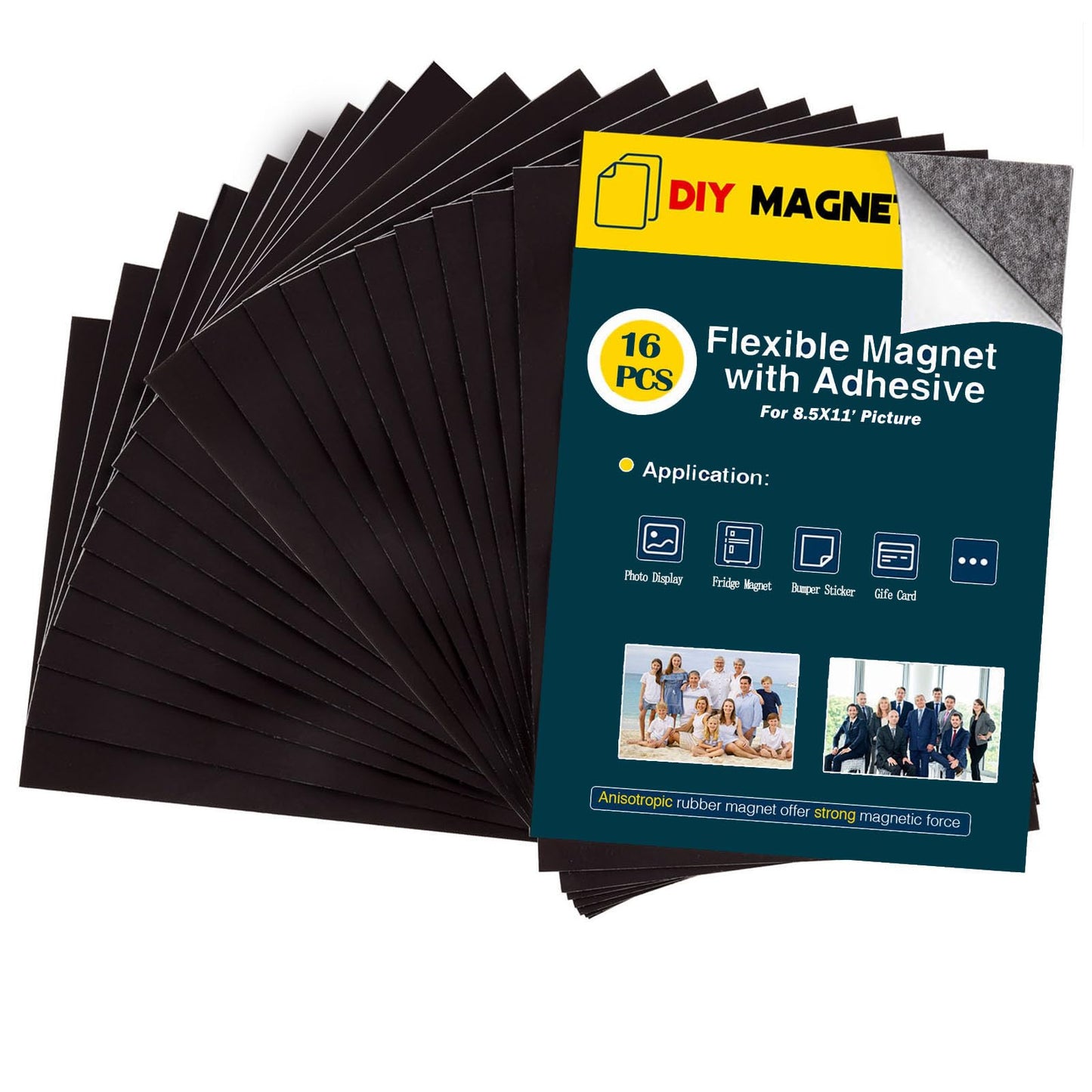8.5X11 Inches Magnet Sheets for Letter Size (Pack of 16),Magnetic Sheets with Self-Stick Adhesive for Home/Classroom/Office,Easy Cut DIY Magnet