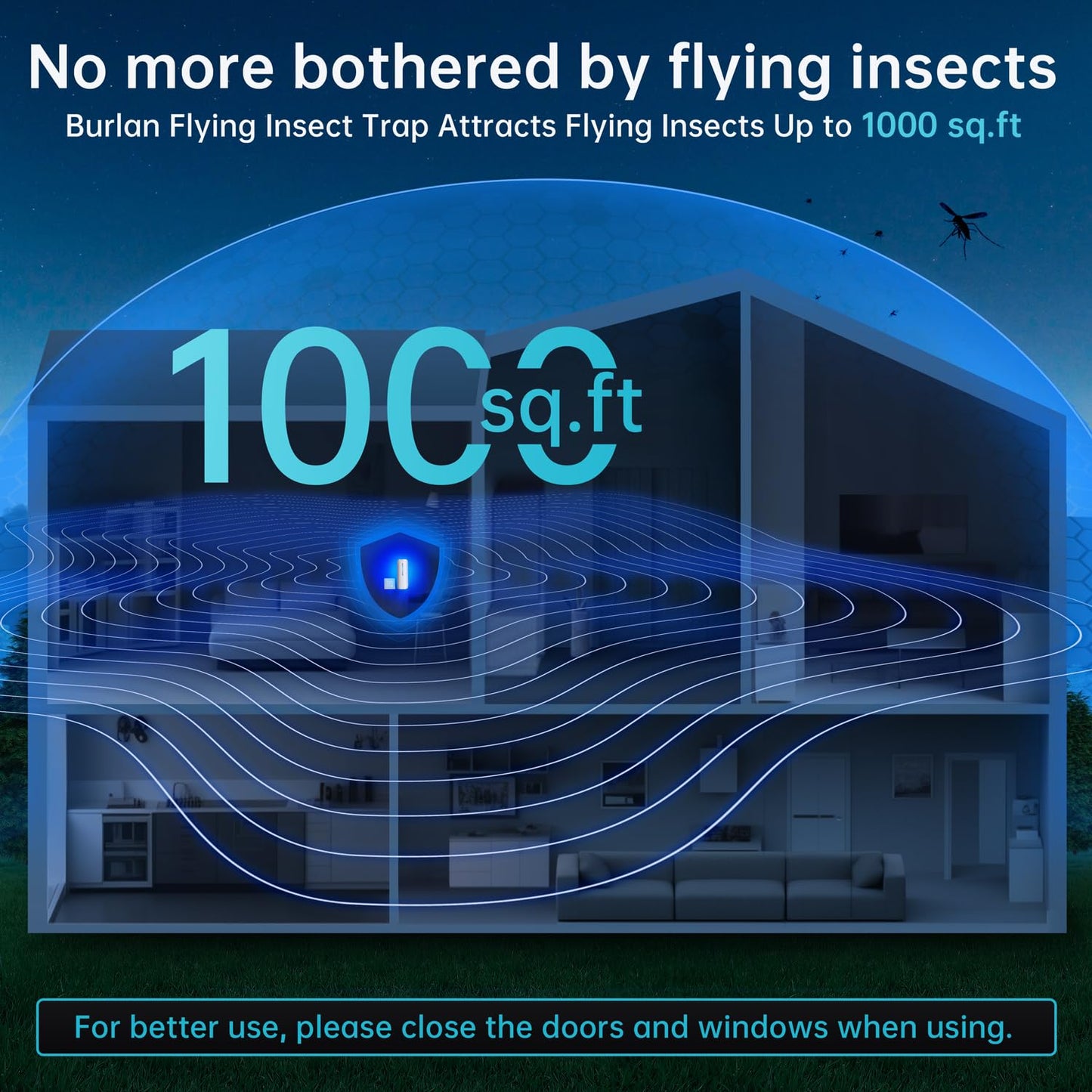 Fruit Fly Traps Indoor for Home: Plug in Mosquito Bug Zapper Gnat Moth Catcher with 9W Night UV Light, 2 Devices 20 Sticky Glue Board Refills for Indoors Flying Insect Trap