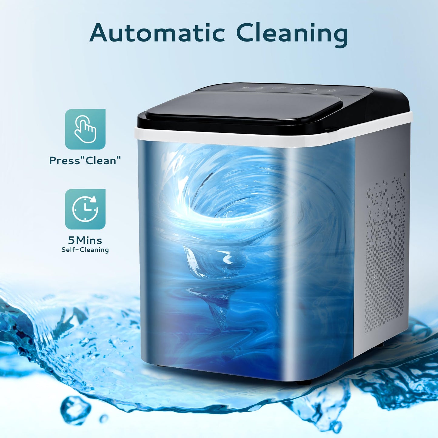 EUHOMY Nugget Ice Maker Countertop, Ready in 8 Mins, Self-Cleaning, 34lbs/24H Portable Ice Maker Machine with Ice Scoop & Basket, Sonic Ice Makers with Chewable Pellet Ice for Home/Party/RV/Camping