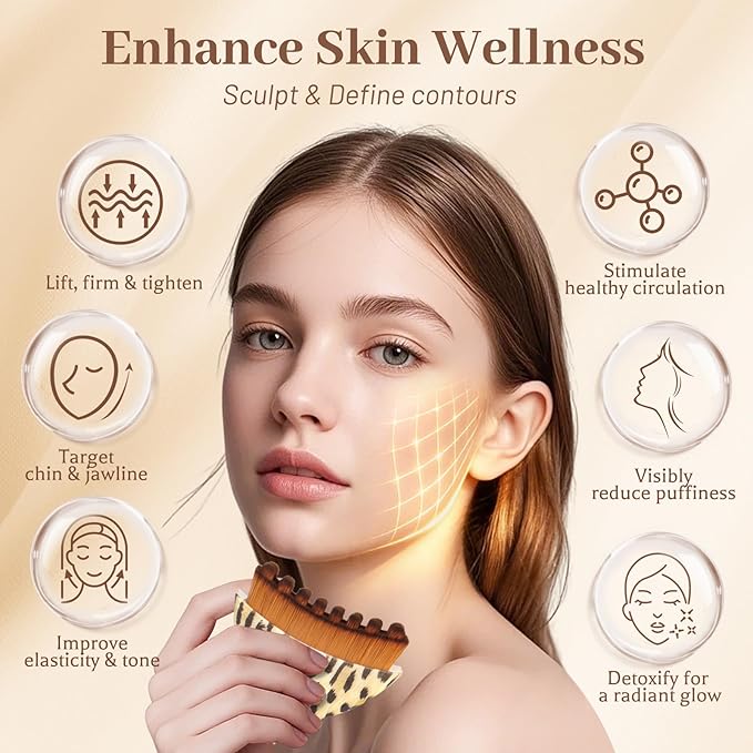 Lymphatic Contour Face Brush, Lymphatic Drainage Brush with Soft Bristles, Gua Sha for Sculpting, Anti-Puffiness, Lift & Tighten, Ergonomic & Hypoallergenic, Suitable for All Skin Types