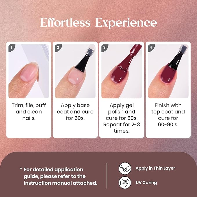 Beetles Gel Nail Polish Set, 23Pcs Brown Burgundy Red Nude Pink Gel Polish Set with Base Top Coat Verse of Roses Kit, Soak off Uv Gel Golden Glitter Holiday Nail Gift for Women