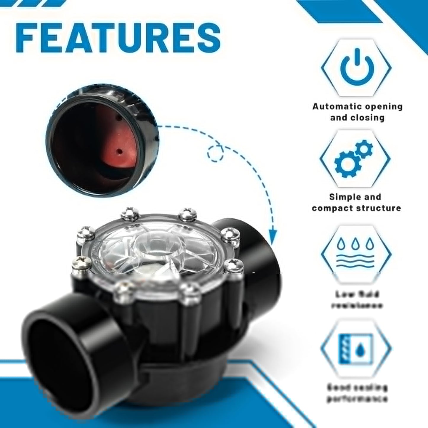 Aumzong 7305 Check Valve Replacement for Jandy 2 Inch to 2-1/2-Inch Check Valve pvc 180-Degree Compatible with Pool and Spa