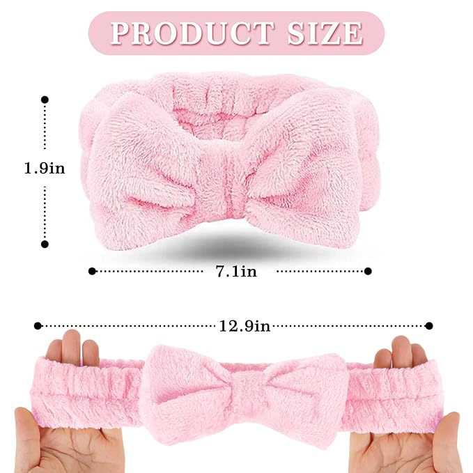 LADES Facial Headband - Terry Cloth Headbands for Face Washing,Skin Care,Makeup,Bow Spa Hair Headband for Washing Face