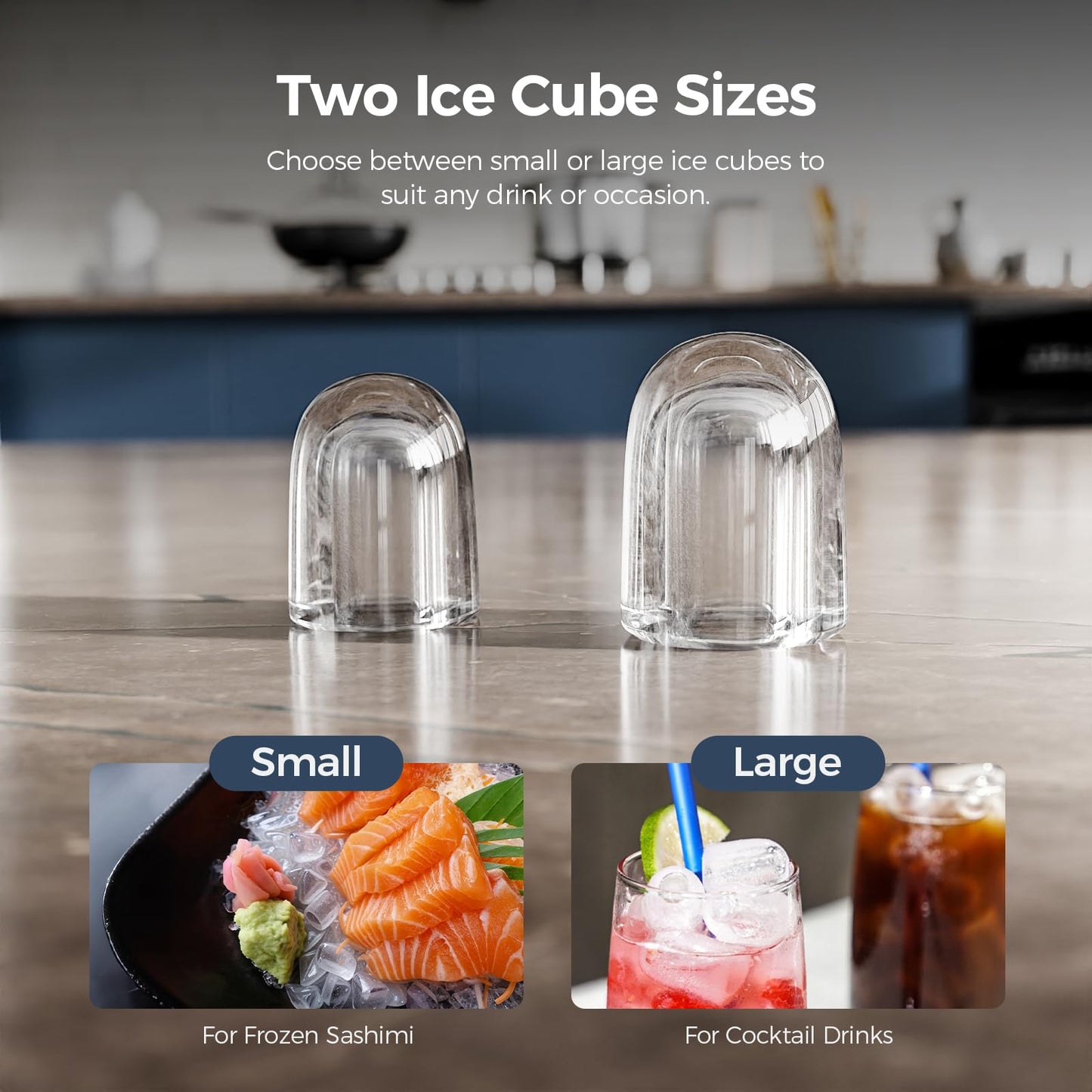 Ice Makers Countertop,9 Cubes in 6 Mins,2 Sizes of Bullet Ice,Portable Ice Maker Machine with Handle,26.5Lbs/24H,Self-Cleaning for Home Use(Black)