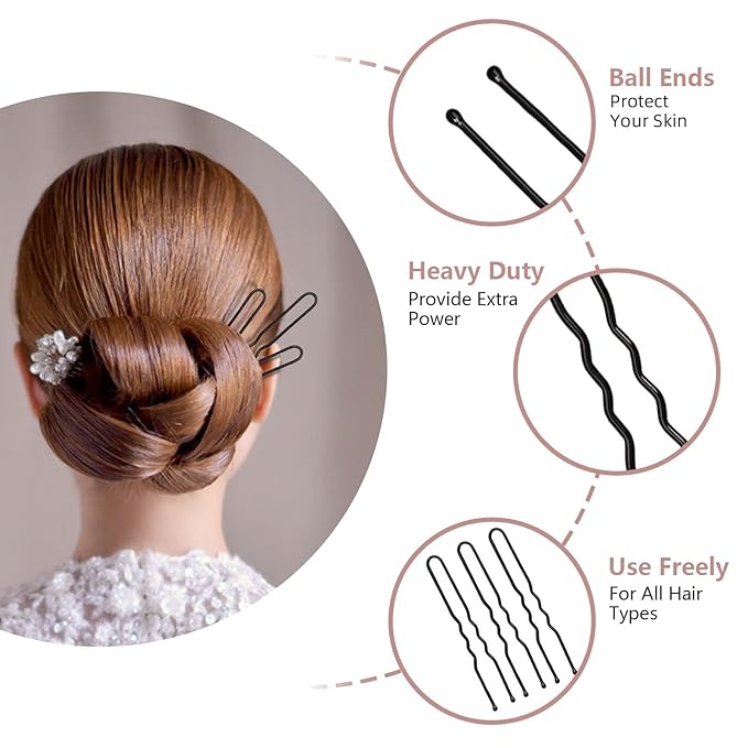 U Shaped Hair Pins for Buns, 100 PCS 2.8" Hair Pins for Women Hair Styling with Thick Hair