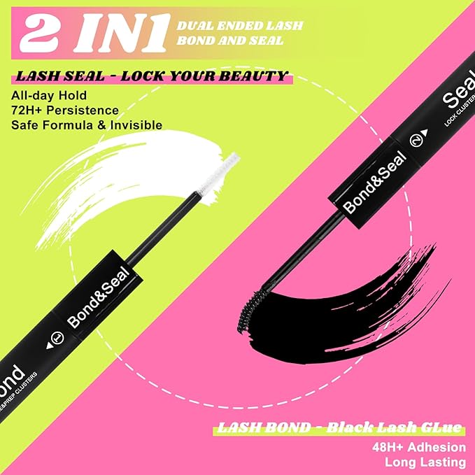 Lash Clusters Kit 40D+50D+60D+80D Individual Lashes 468PCS D Curl 10-18mm DIY Eyelash Extension Kit with Cluster Lash Bond & Seal and Applicator for Eyelashes Extension Beginners