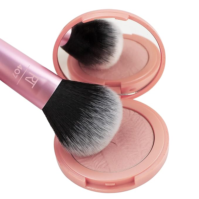 Real Techniques Mini Multitask Makeup Brush,For Blush,Bronzer & Powder,Face Brush with Custom-Cut Synthetic Bristles,For Loose & Pressed Powder,Travel Sized,Vegan-& Cruelty-Free,(Pack of 12)