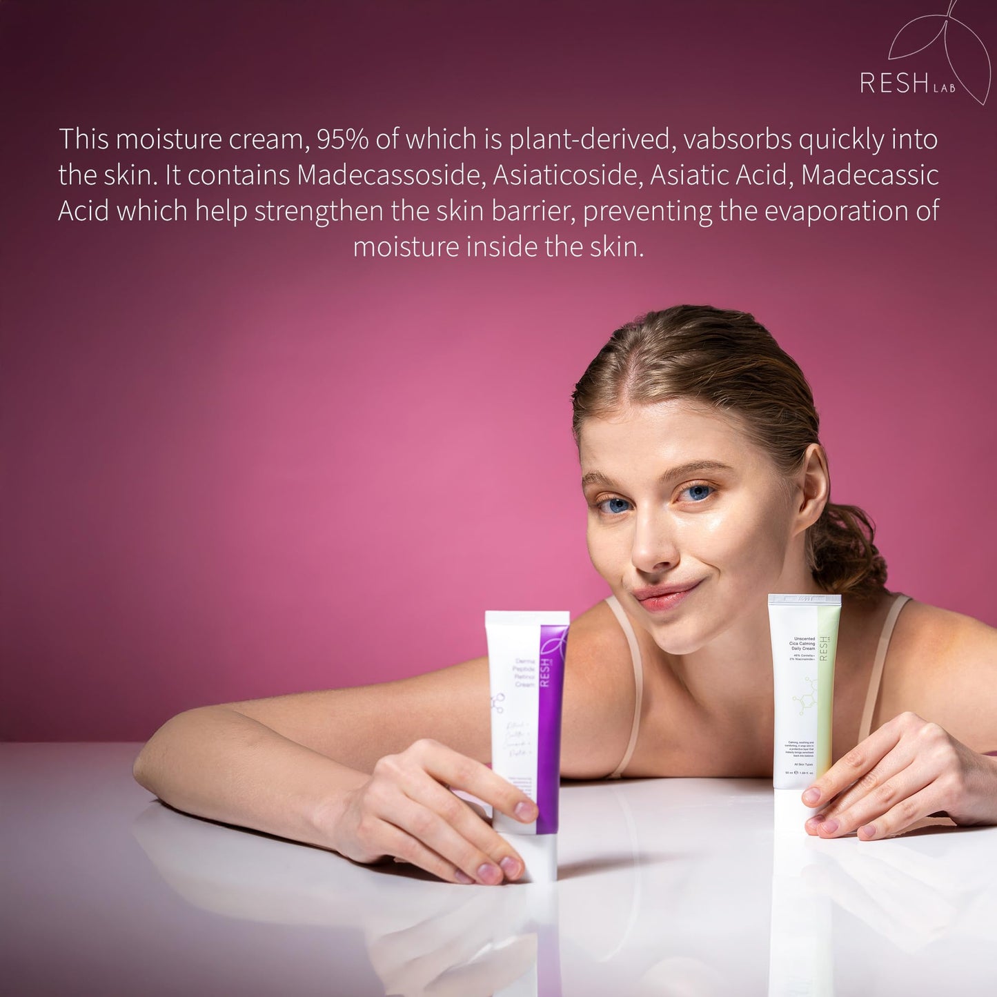 Resh Lab Korean Cica Repair Cream – Hydrating Face Moisturizer for Sensitive & Dry Skin | Redness Relief, Soothing Cream with Ceramide & Panthenol (Fragrance-Free, 50ml)