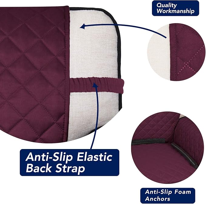 PureFit Reversible Quilted Sofa Cover, Water Resistant Slipcover Furniture Protector, Washable Couch Cover with Non Slip and Elastic Straps for Kids, Dogs, Pets (Chair, Wine/Beige)