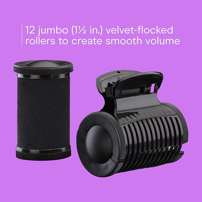 Conair Hot Rollers for Long, Medium & Short Hair, 12 Jumbo 1 ÃÂ½" Heated Hair Rollers with Clips, Hot Curlers for Women, Volume & Curls, Amazon Exclusive, Black