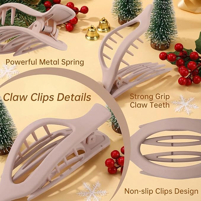 French Concord Hair Clips - 6Pcs Side Slide Volume Clips for Women Girls, Strong Hold No Slip Grip, Thick or Thin Hair (Matte Finish, L:4.6 IN, W:1.97IN)