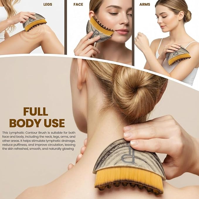 Dry Brush Ã¢ÂÂ Lymphatic Drainage Face & Body Brush, Ergonomic Manual Massage & Cleansing Tool for Jawline, Neck & Chin, Gentle Skincare Routine
