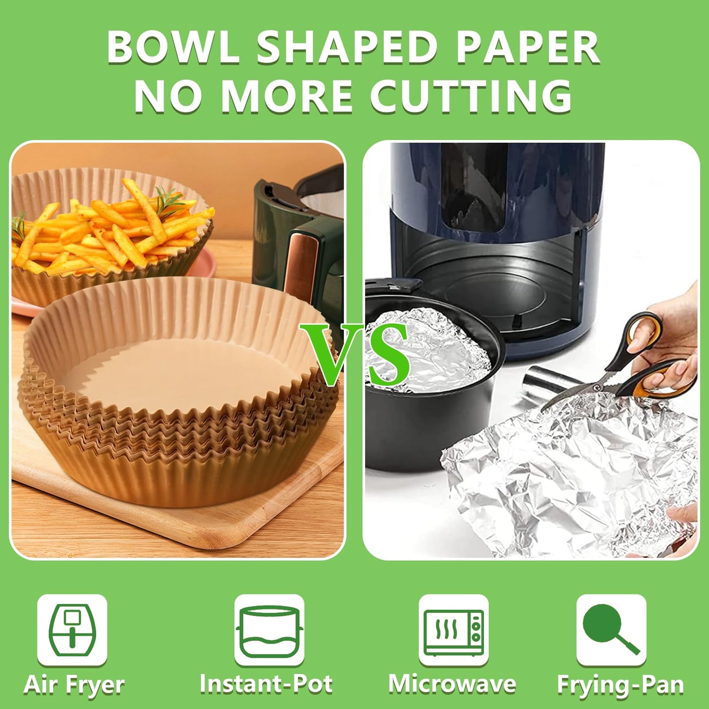 200PCS Air Fryer Liners Disposable: Round 7.9 Inch Non-Stick Airfryer Paper Liners - Food Grade Parchment Paper for 5 6 7 8 QT Air Fryer Baking and Roasting - Waterproof and OilProof (10 Inch on Top)