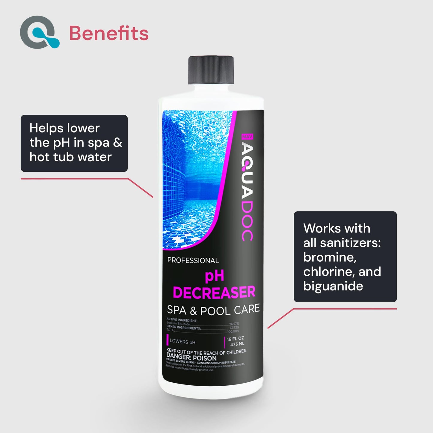 AquaDoc Spa pH Up & Down – pH Balancer for Indoor & Outdoor Spas – Easy Water Maintenance to Raise or Lower pH Levels and Keep Spa Water Clean, Clear & Comfortable