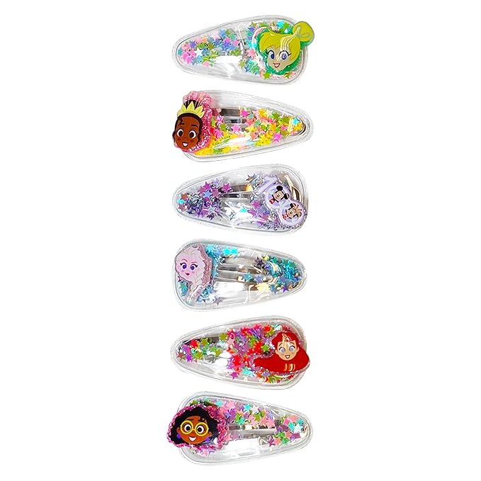 LUV HER Disney 100 Hair Accessories For Girls, 6pc Cute Hair Clips with Favorite Disney Figures Character Charms, Magical Confetti Hair Clips for Kids, Ages 3+