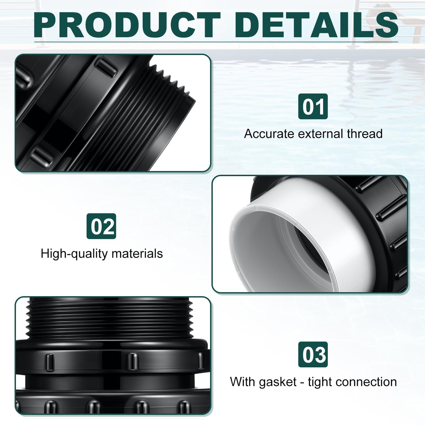 Briwooody 8 Pcs MIP x 2" Hi Temp Unions Compatible with Pentair Whisperflo Pool Pump Compatible with Intelliflo Pump 2" PVC Pool Pump High Temp Unions for Pool Pump