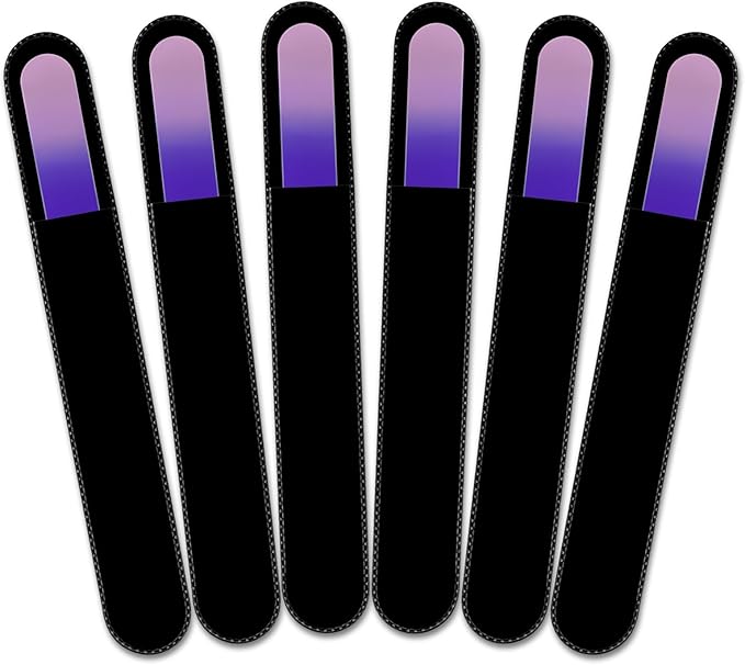 Mont Bleu Rainbow Crystal Nail File in Black Pouch - Large/Professional Size - Czech Tempered Glass - Handmade in Bohemia (Czech Republic)