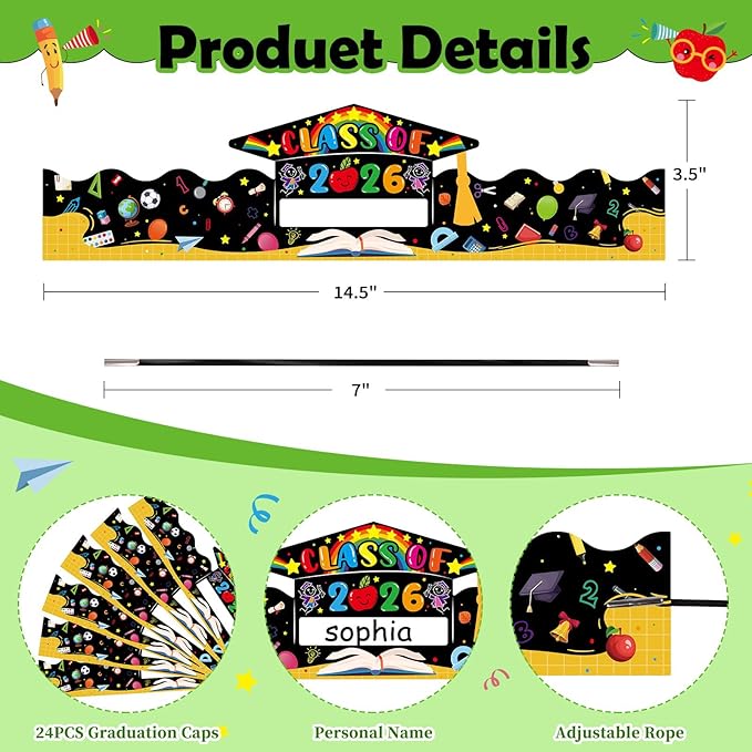 SICOHOME Paper Crown Hats Caps for Kids Paper Crowns for Students Classroom Kindergarten Preschool Party Supplies Adjustable