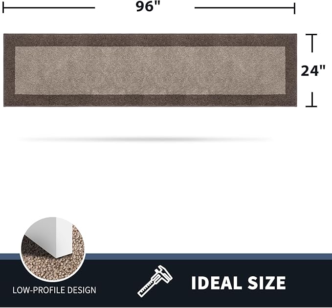 PURRUGS Dirt Trapping Door Mat 24" x 96", Non-Slip Washable Entry Mat, Dog Doormat, Front Door Mat, Super Absorbent Entrance Mat for Muddy Shoes & Paws, Beige & Grayish Brown