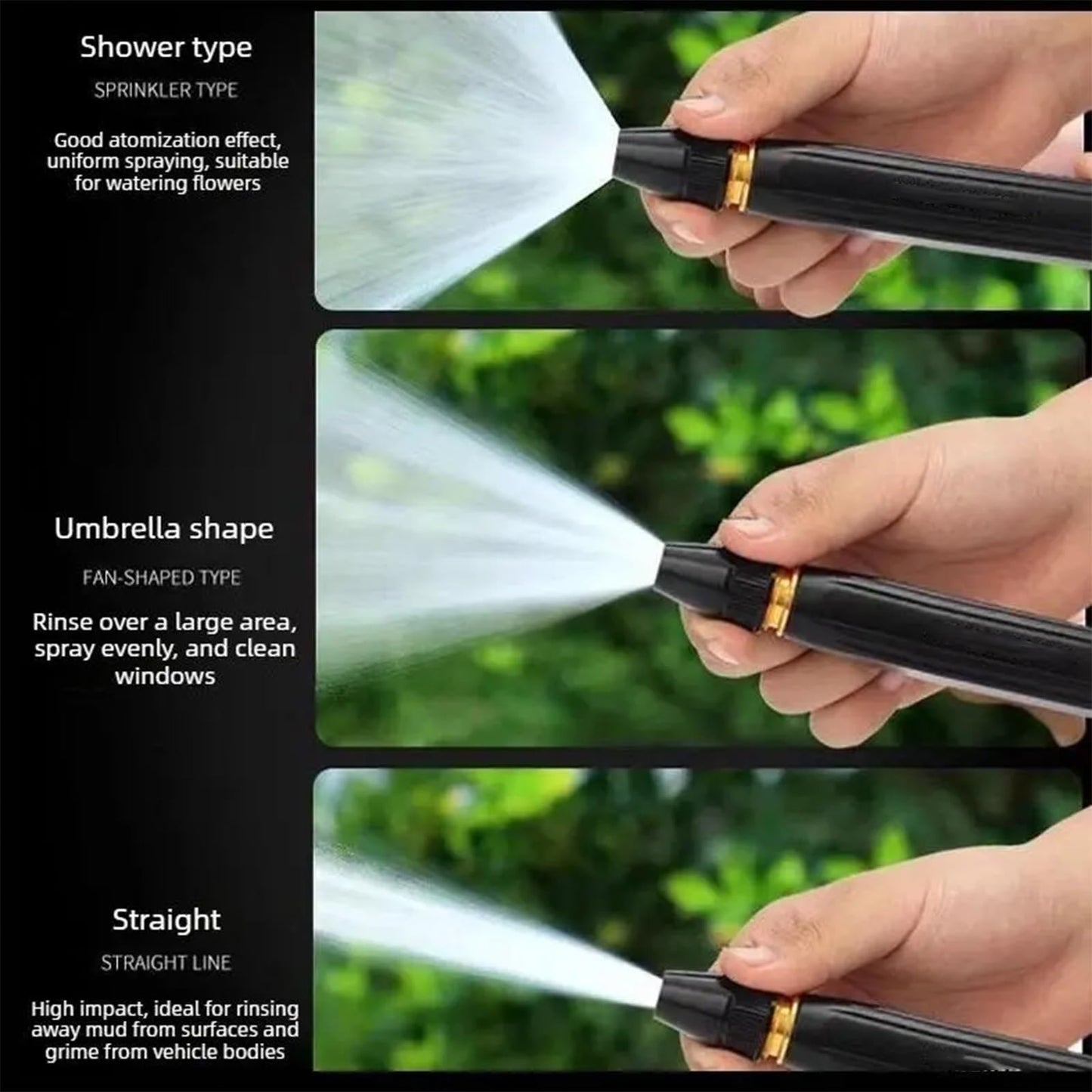 Home High-Pressure Car Wash Water Gun with Booster Nozzle, Home High-Pressure Car Wash Water Gun with Booster Nozzle and Hose, for Watering Plants and Vegetables, and Car Washing (3PCS)