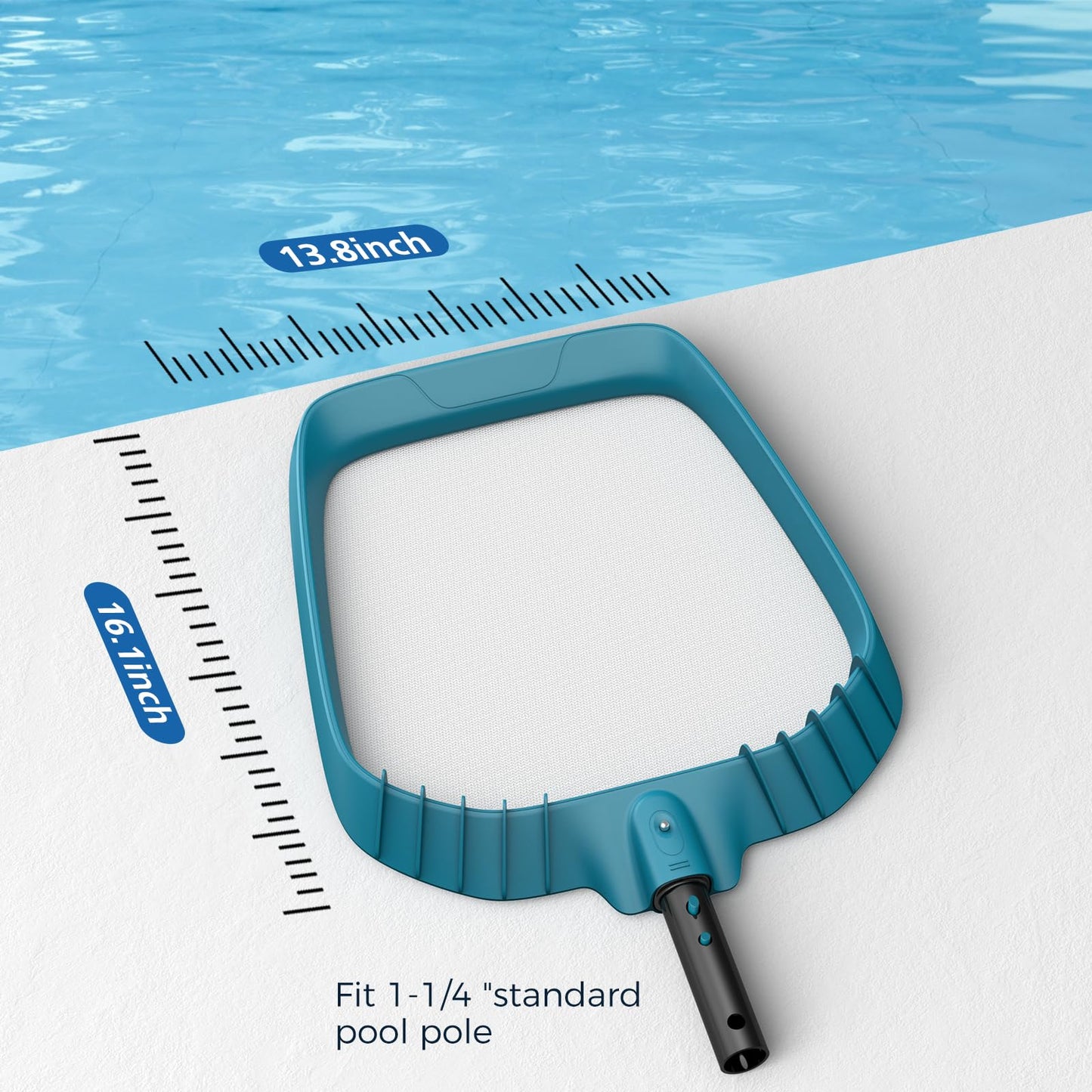 SORSWEET Pool Net, Heavy Duty 20.4" Pool Skimmer Net, Fine Mesh Leaf Skimmer Net for Cleaning Pool, Fits Standard 1-1/4" Pole, Pole Not Included