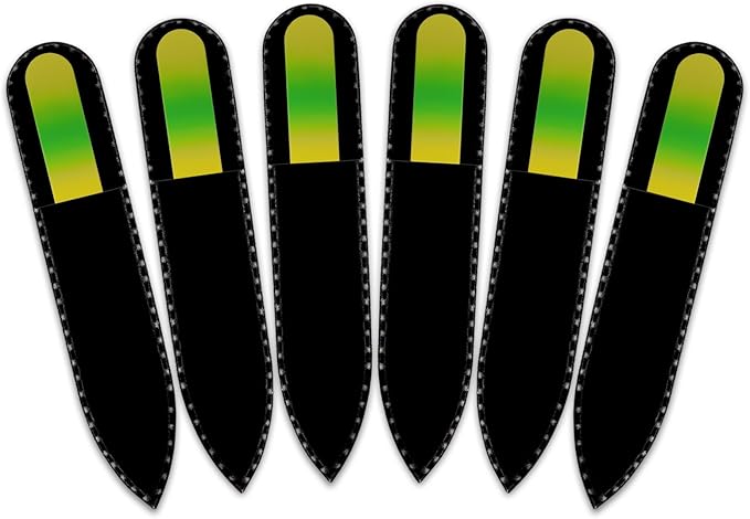 Mont Bleu Rainbow Crystal Nail File in Black Pouch - Small/Purse Size - Czech Tempered Glass - Handmade in Bohemia (Czech Republic)