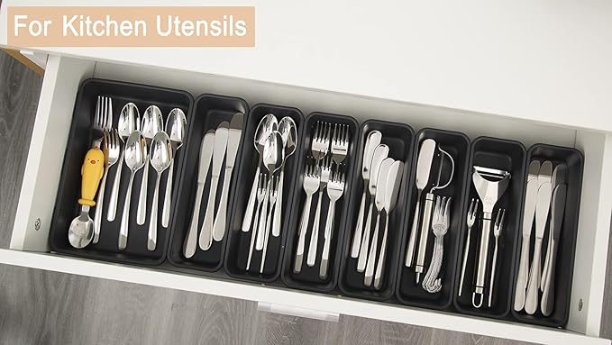 Kutesna 25 PCS Interlocking Desk Drawer Organizer Separator for Office,Bathroom,Kitchen,Makeup,ToolÃ¯Â¼Â4 SizesÃ¯Â¼Â