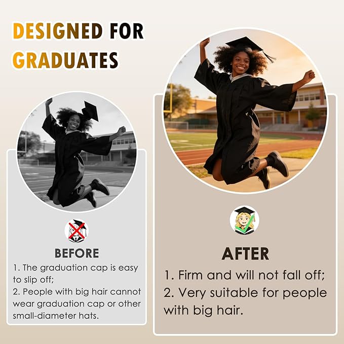 Graduation Cap Headband Insert-Anti-Fall Grad Cap Headband for Curly Hair,Graduation Hat Hair Band Accessories
