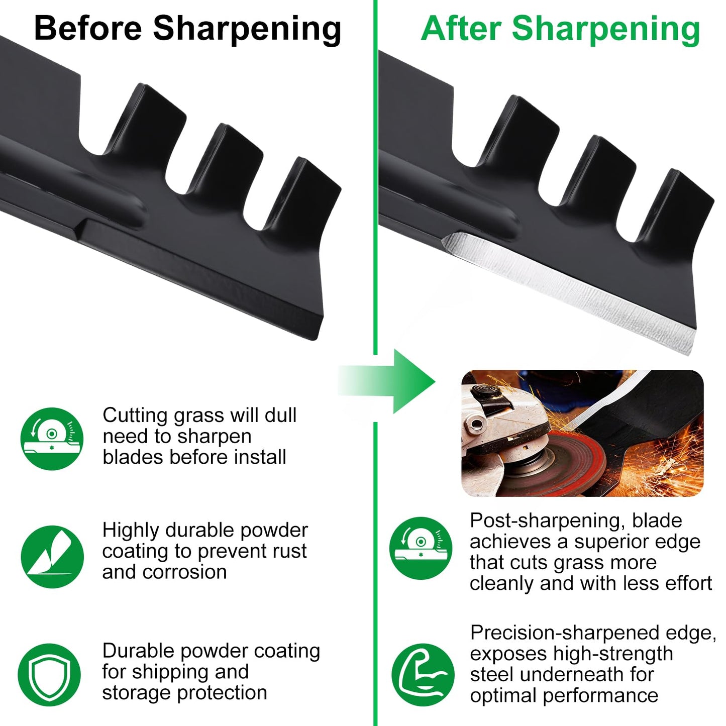Grasscool GY20850 D105 S100 D130 Mulching Blades for John D-eere 42 inch Deck Lawn Tractor Riding Mower with 7 Star Mounting Pattern D110 D100 D125 E100 E110 LA125 LA115 LA105 Replace GX22151