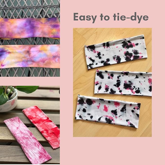 6 Pcs White Headbands for Women Hair Cotton Headband for Tie Dye Party Supplies, Non-slip Stretchy Elastic Head Wrap Holder Hair Accessories