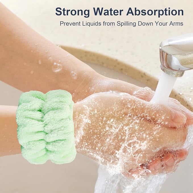 2 Pcs Wrist Bands for Washing Face, Microfiber Wrist Towels for Washing Face, Spa Wristbands for Washing Face, Face Wash Wristbands, Arm Bands for Washing Face for Woman and Children