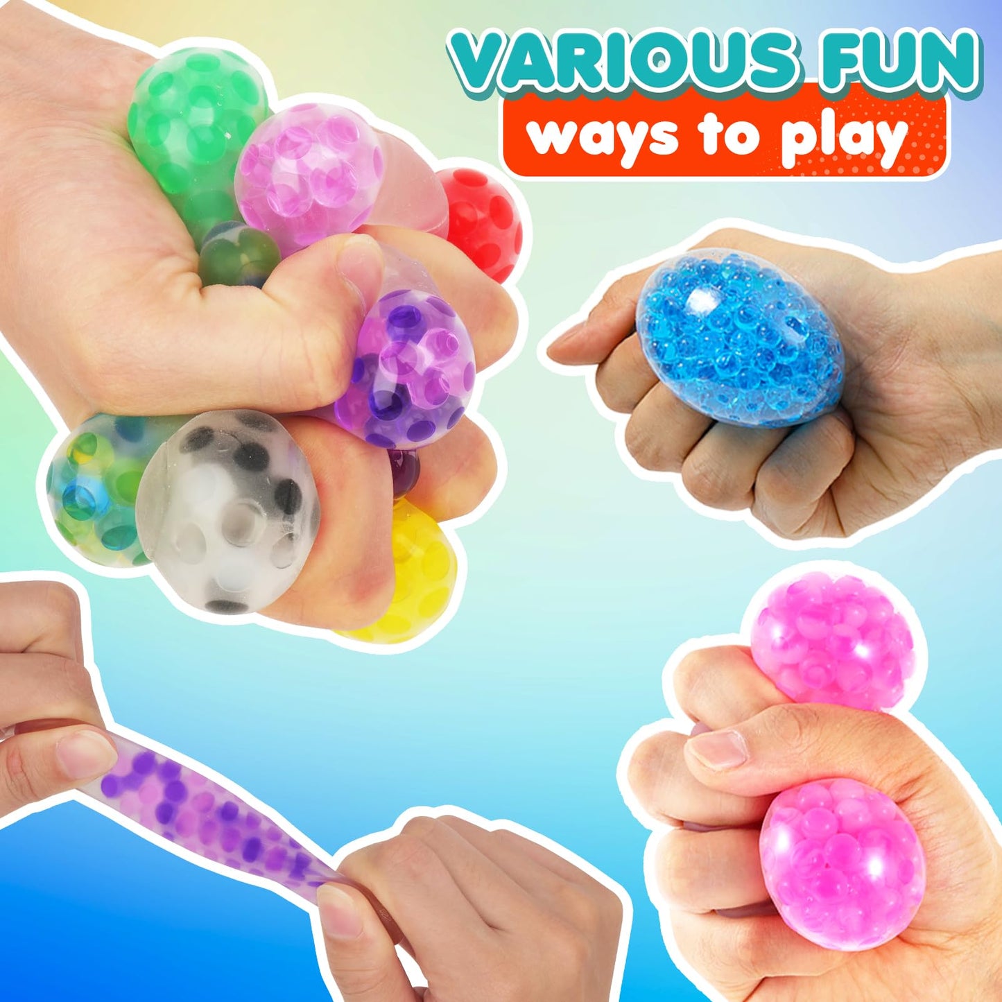 Squishy Stress Balls Fidget Toys - 72 Pack Squishy Toys Stress Ball for Anxiety, Fidget Stress Toys Bulk, Squeeze Balls for Adult with ADHD- Fidgets for Classroom Prize Box Toys, Classroom Must Haves
