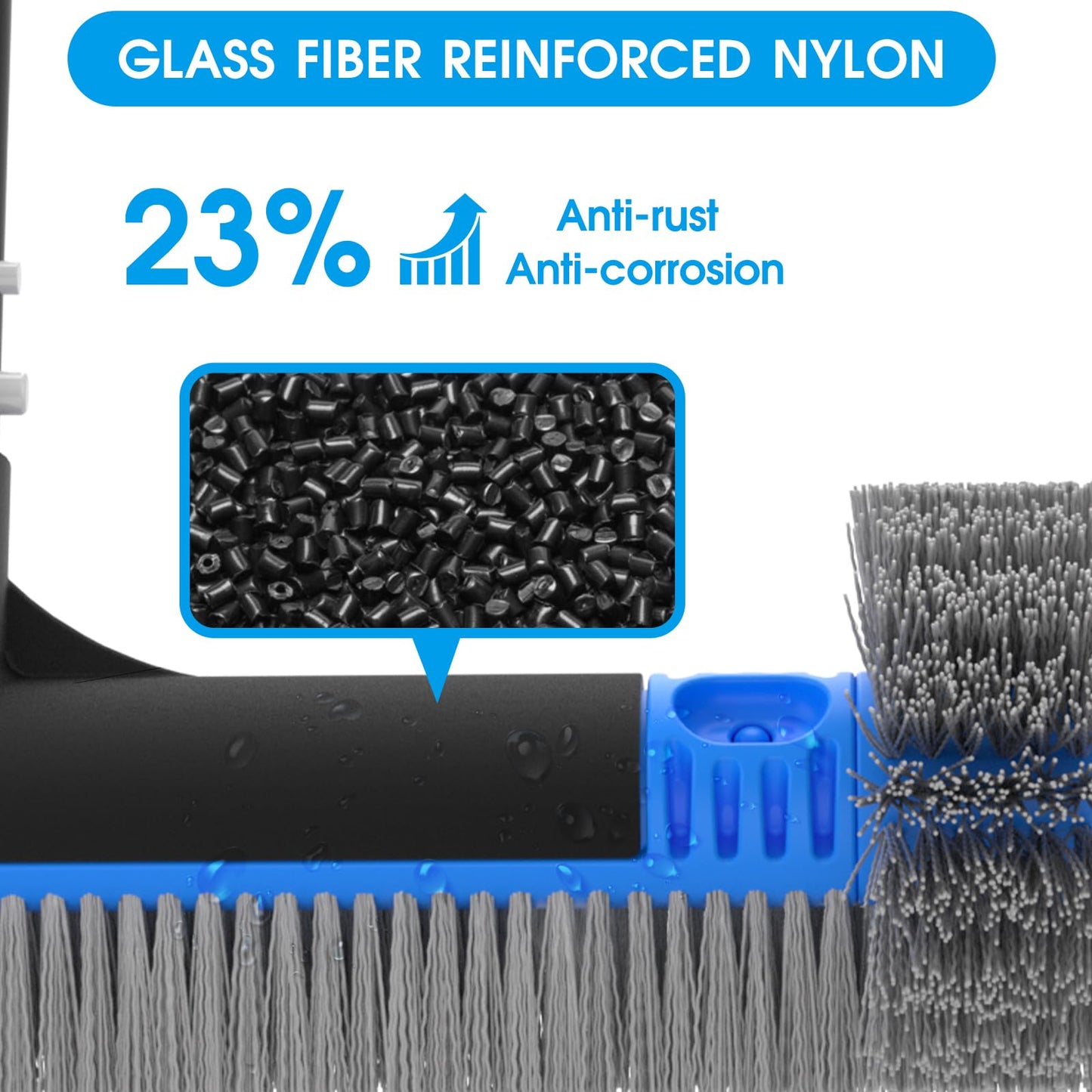 TidyMister 20'' 2 in 1 Pool Brush Head Cobweb Duster Heavy Duty Pool Cleaning Detachable Round Brush with EZ Clip & Wavy Nylon Bristles for Inground Pool & Above-Ground Pool (Without Pole)